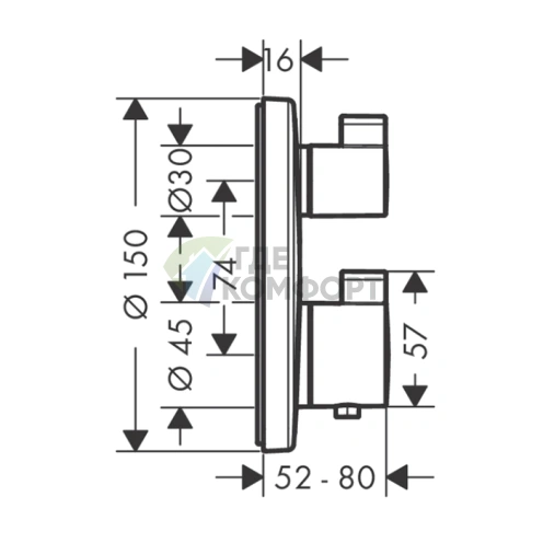 Термостат для душа Hansgrohe Ecostat S: 2 источника, черный мат (15758670) - фото 2