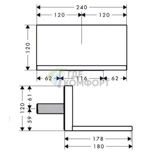 Излив для ванны AX ShowerCollection с ливневым потоком, 180 мм, настенный, хром (10942000) - фото 2