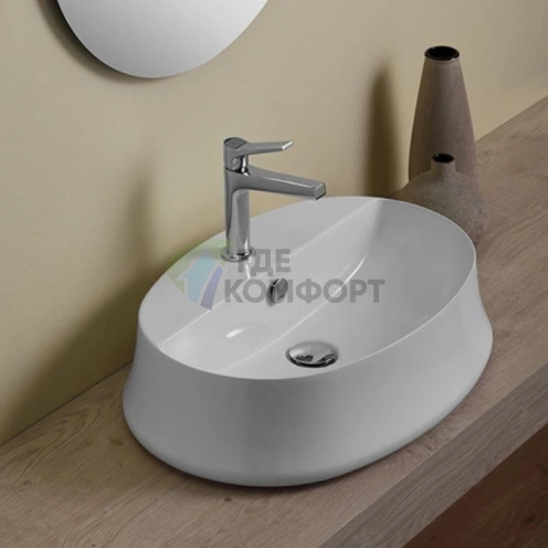 Накладная раковина SIMAS Sharp 60×42 см с отверстием под смеситель - фото 1