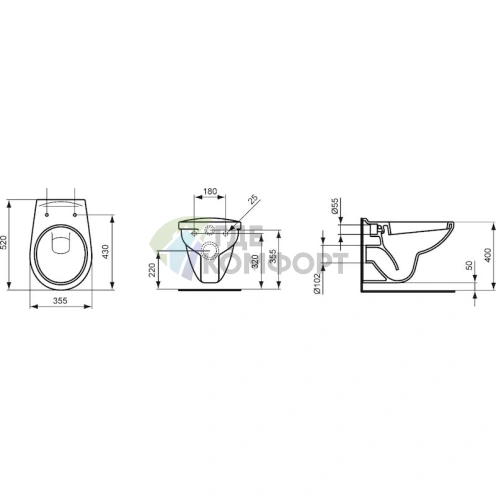 Комплект для подвесного унитаза Ideal Standard: инсталляция 4-в-1, чаша и сиденье с хромированными петлями - фото 4