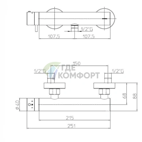 Смеситель для душа Bossini Oki наружный с выходом 1/2, золото (Z005131.021) - фото 2