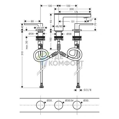Смеситель для раковины AX MyEdition в полированном золоте без панели (47052990) - фото 2