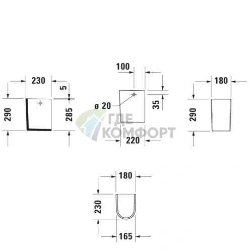 Полупьедестал Duravit Darling New 180x230 мм, белый (858260000) - фото 3