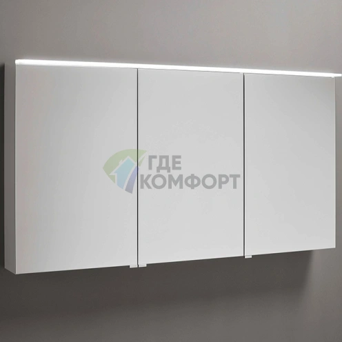 Зеркальный шкаф BURGBAD Eqio с горизонтальной светодиодной подсветкой 1200x800 мм, 3 двери, стеклянные полки (SPGT120LF2009) - фото 1