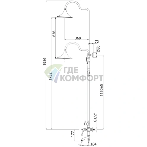 Душевая стойка Lemark Greek LM5562GG с термостатом и верхним душем - фото 6