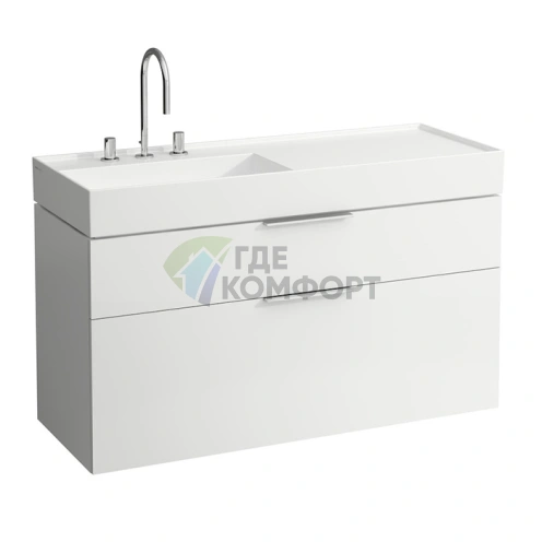 Тумба под раковину Laufen Kartell 810332 с сифоном и 2 ящиками, 1190х455х615 мм, белая глянцевая (4.0764.2.033.631.1) - фото 1