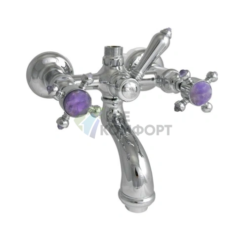 Смеситель для ванны Nicolazzi Le Pietre с двумя ручками и верхним подключением 1/2 для душевой стойки, хром (2100CR09) - фото 1