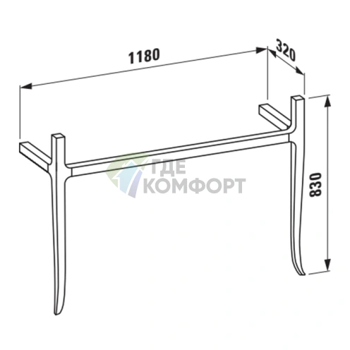 Консоль деревянная Laufen New Classic под раковину 1180×320×820 мм, цвет орех (4.0607.3.085.629.1) - фото 2