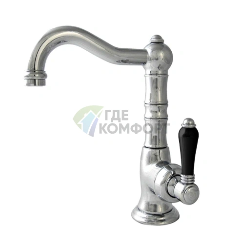 Смеситель для раковины Nicolazzi Ceramica Nera: однорычажный, с донным клапаном и керамическими ручками (3458CR76BC) - фото 1