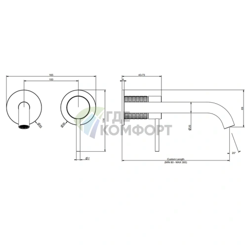 Настенный смеситель GESSI для раковины с высоким изливом, отделка MECCANICA Black (54289#299) - фото 2