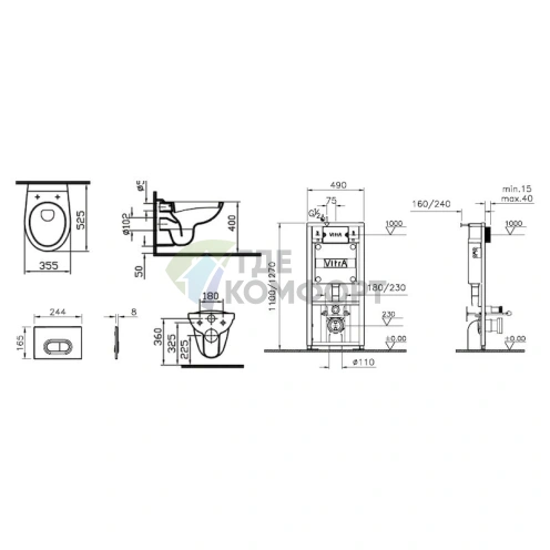 Комплект арматуры для бачка VitrA Normus 9773B003-7201 (белая кнопка) - фото 10