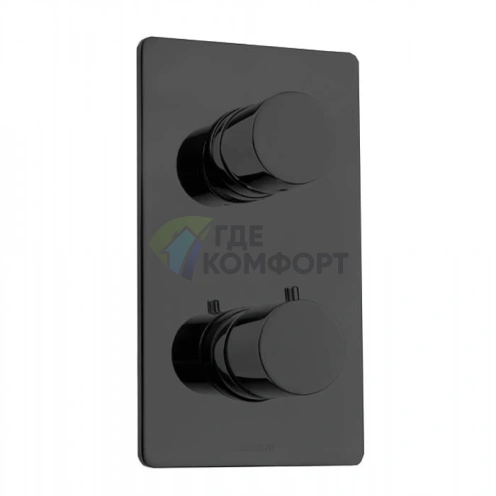 Термостат для душа Bossini Oki встраиваемый с девиатором, черный матовый (Z00002.073) - фото 1