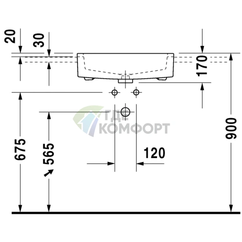 Раковина Duravit Vero для встраивания в столешницу 550x470, белая (314550030) - фото 2