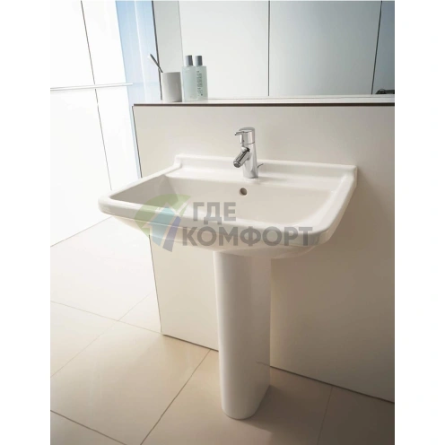 Раковина Duravit Starck 3 двойная 1300x485 мм с двумя отверстиями под смеситель и переливом, белый (865160000) - фото 1