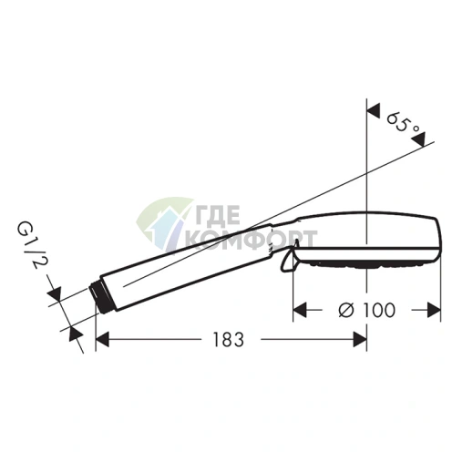 Ручной душ HG Crometta Vario: 4 режима (Дождь, Обычный, Шампунь, Массаж), EcoSmart, белый/хром (26827400) - фото 2