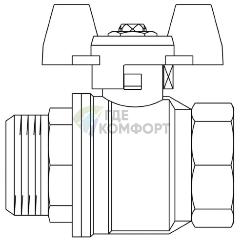 Кран шаровый 1/2 НВ маховик из алюминия Optibal Oventrop - фото 2