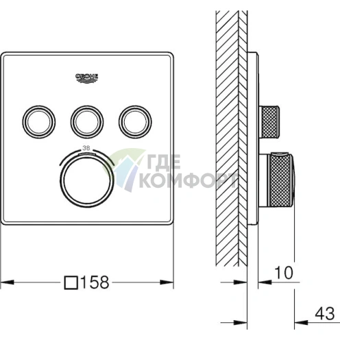 Термостат Grohe Grohtherm SmartControl для ванны с душем, белый - фото 6