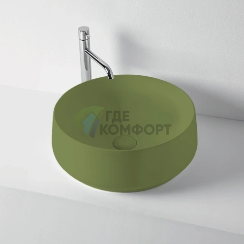 Раковина накладная KERASAN F10 зеленая матовая без отверстия под смеситель (460411) - фото 1