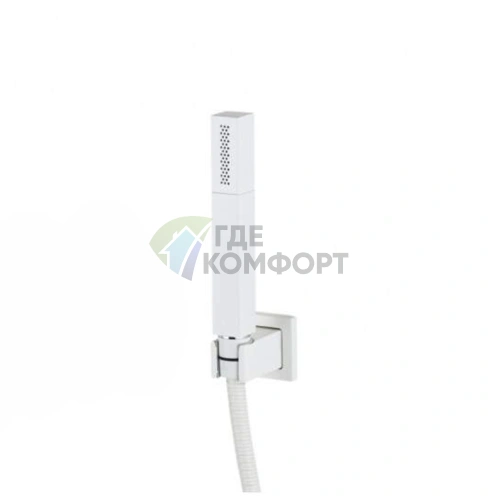 Набор для душа Gattoni: лейка, держатель и шланг 1.5 м в матовом белом цвете (KTQ01/PDBO) - фото 1