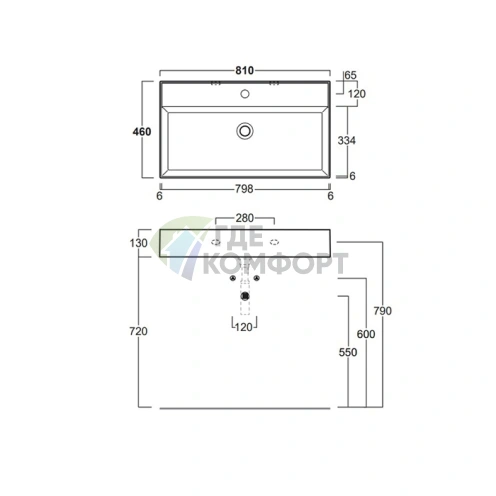 Раковина подвесная SIMAS AGILE 81x46 см белая с переливом без отверстия для смесителя - фото 2
