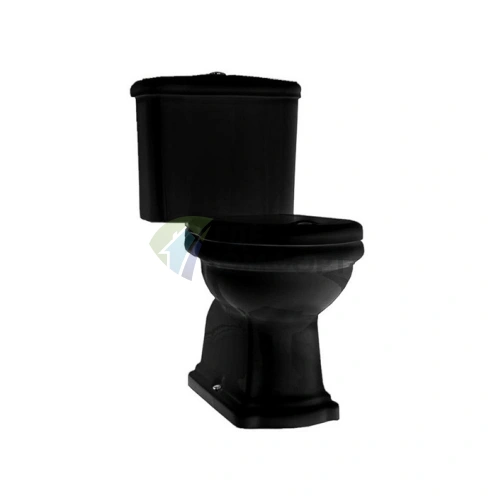 Унитаз-моноблок KERASAN Retro с пристенным сливом, черный глянец (101304nero) - фото 1