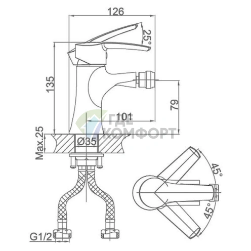 Смеситель для биде D K Valerius Rhein DA1362201: настенный с термостатом - фото 2