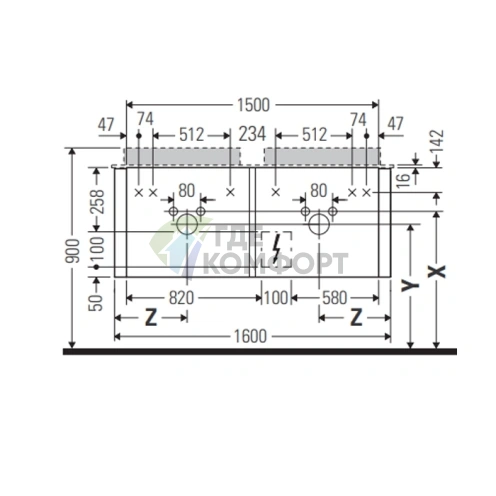 Подвесная тумба Duravit Happy D.2 Plus 408x1600x550 мм с 4 ящиками в цвете Stone Grey Satin Matt (HP4964B9292) - фото 2