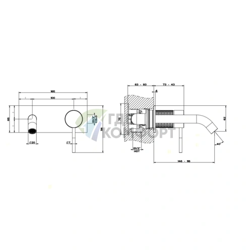 Встраиваемый смеситель GESSI для раковины с изливом 146-116 мм, цвет сталь браш (54288#239) - фото 2
