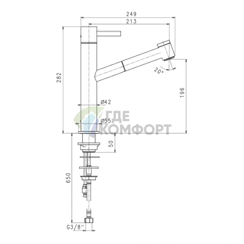 Смеситель для раковины Fantini AF/21 Matt British Gold PVD (27 P6 A754F) - фото 2