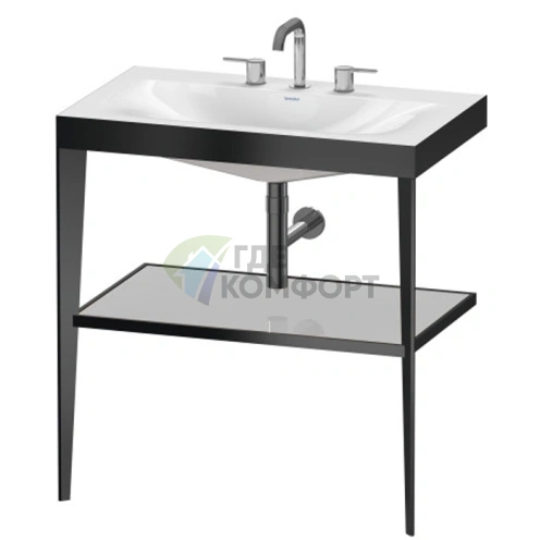 Консоль напольная Duravit XViu с раковиной и полкой, 850x800x480 мм, матовый черный/хром (XV4715TB210) - фото 1