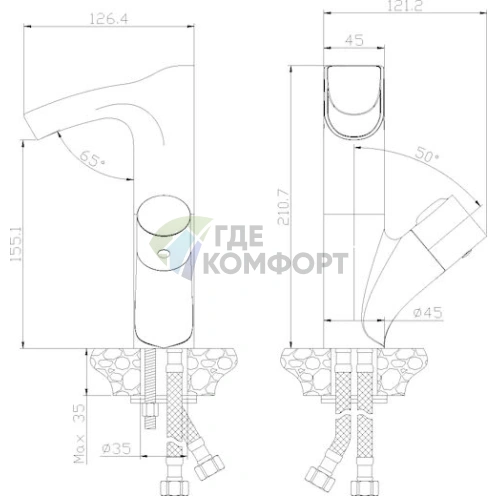 Смеситель Rossinka Z35-30 для раковины с LED-подсветкой - фото 3