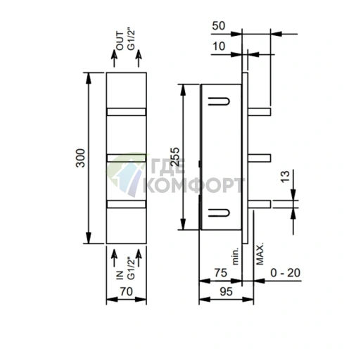 Внутренний механизм смесителя для душа Fantini 1/2 (44 00 T068A) - фото 2