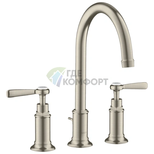 Смеситель для раковины AX Montreux на 3 отверстия, рычажный, цвет никель (16514820) - фото 1