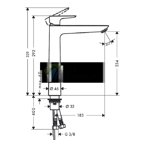 Смеситель для раковины Hansgrohe Talis E 240 с высоким изливом, хром (71717000) - фото 2