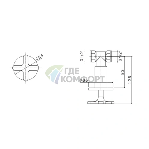 Встроенный вентиль AZZURRA LINEA 1/2, хром (AZ 72) - фото 2