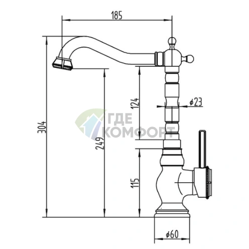 Смеситель Zorg Antic A 305K-SL однорычажный для кухни - фото 2