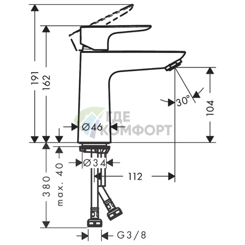 Смеситель для умывальника Hansgrohe Talis E однорычажный, матовый черный (71714670) - фото 2