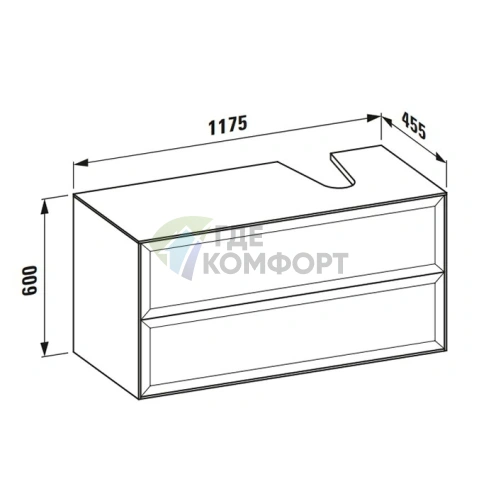 Подвесная тумба Laufen New Classic 118 см с 2 ящиками, белая глянцевая (4.0608.8.085.631.1) - фото 2