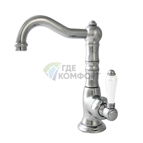 Смеситель для раковины Nicolazzi P.m. Blanc однорычажный с донным клапаном и белыми керамическими ручками, хром (3458CR76C) - фото 1