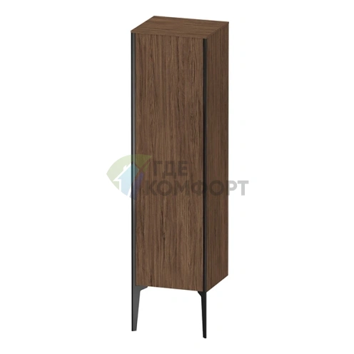 Шкаф подвесной Duravit XViu 1330x400x360 мм, walnut dark/черный матовый, 1 дверь, 3 стеклянные полки (XV1325LB221) - фото 1