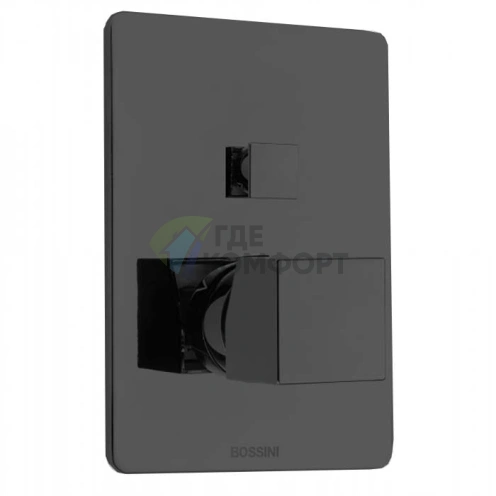 Смеситель для душа Bossini Cube встраиваемый с настенной накладкой и квадратной ручкой, черный матовый (Z00063.073) - фото 1