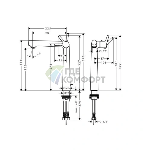 Смеситель для раковины Hansgrohe Talis S, 1 отверстие, с донным клапаном, хром (72115000) - фото 2