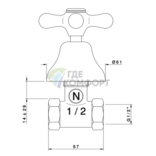 Запорный вентиль шаровый Nicolazzi Nuova Brenta 1/2, хром (2512CR) - фото 2
