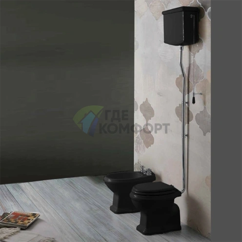 Подвесной бачок SIMAS Arcade для высокой трубы унитаза AR801/AR811, черный, 43x19,5x39 см (AR802 nero) - фото 1