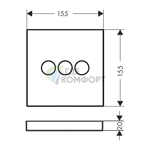 Встраиваемый вентиль ShowerSelect 330 на 3 источника с кнопками, хром (15764000) - фото 2