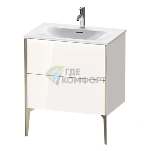 Тумба подвесная Duravit XViu 591x710x480 мм, 2 ящика, белый глянцевый/champagne matt (XV43010B122) - фото 1