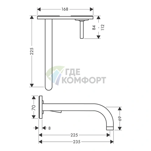 Смеситель для раковины AX Uno в цвете шлифованная медь (38115950) - фото 2