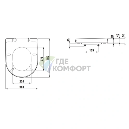 Сиденье для унитаза LAUFEN Pro New Special съемное, белое (82095.6/9, 82096.0/4-6, 82295.2/6, 82595.2) (8.9695.0.300.000.1) - фото 2