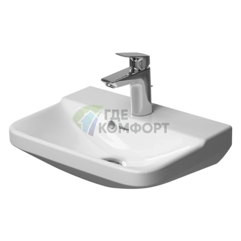 Раковина Duravit P3 Comforts для рук с перел с 1 отв под смеситель вкл заглушку для перелива хром 450x320мм Цвет Белый - фото 1