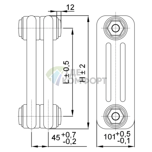 Радиатор стальной трубчатый Irsap Tesi3 365 16 секций с боковым подключением - фото 3